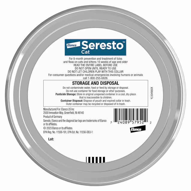 Seresto Flea and Tick Collar for Cats – 8-Month Protection, Non-Greasy & Odorless